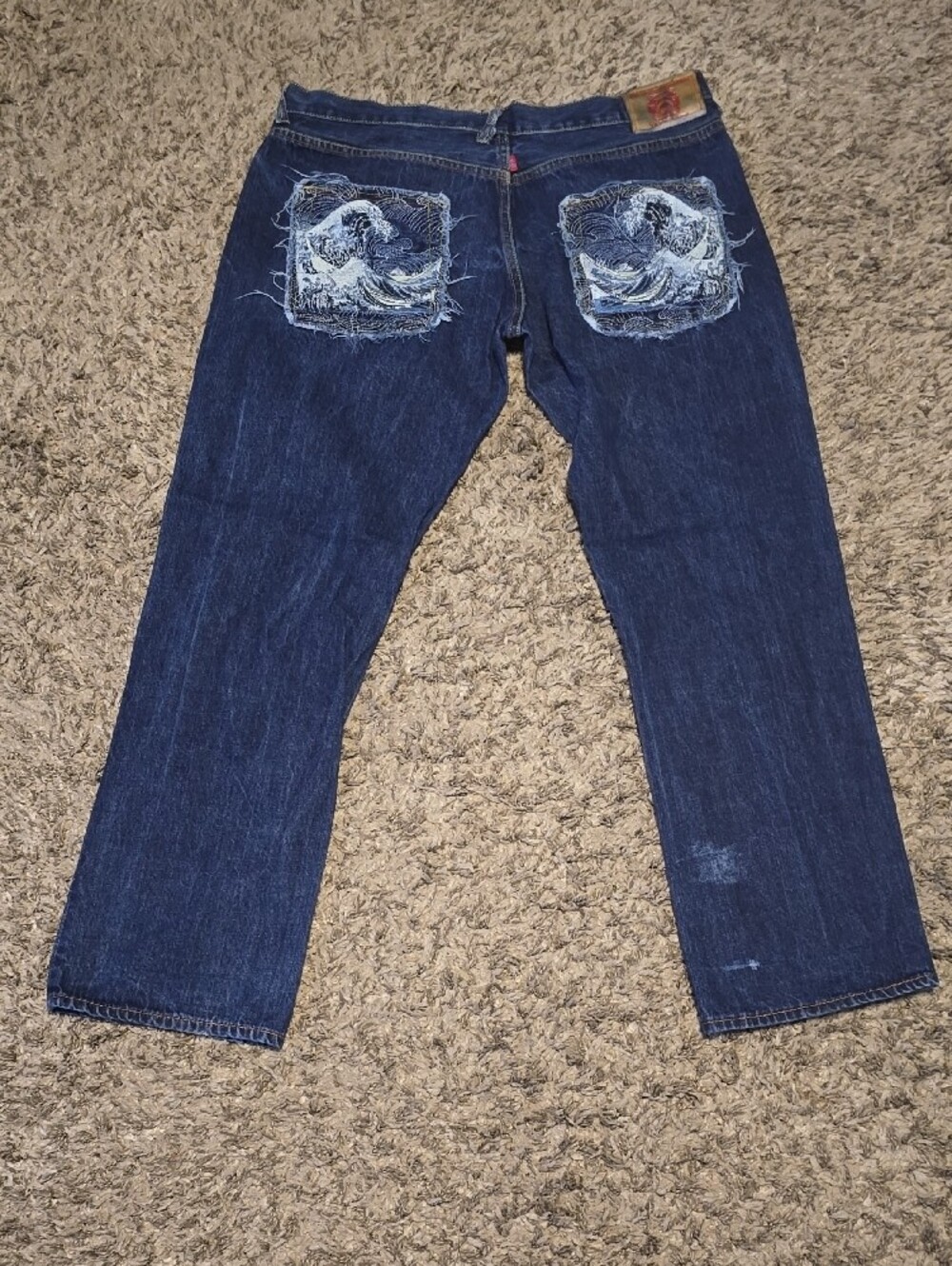 Men's Straight-Leg Red Monkey Jeans in Deep Blue - Picture 3 of 7